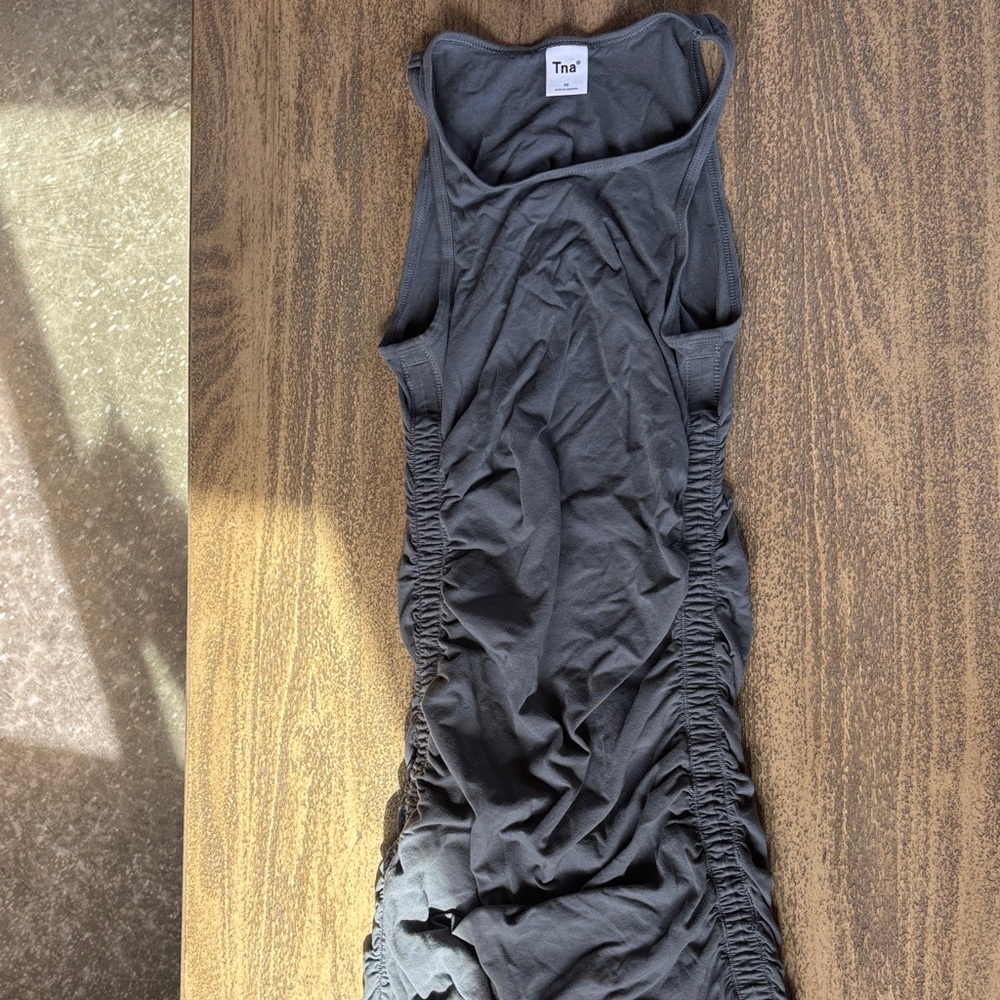 TNA Black Ruched Side Tank Dress